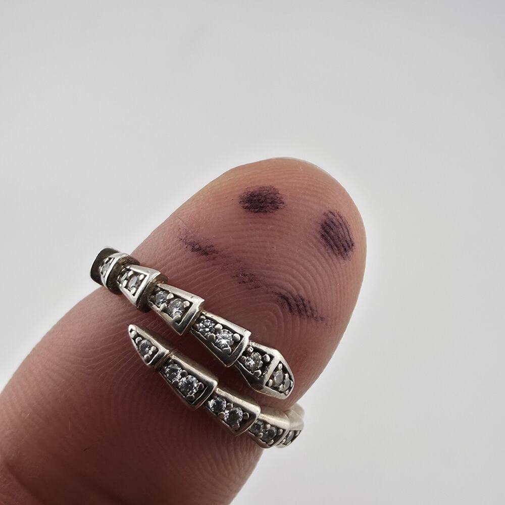 Sterling Silver Adjustable Ring with Pave Accents Missing Stones Size 7 Jewelry
